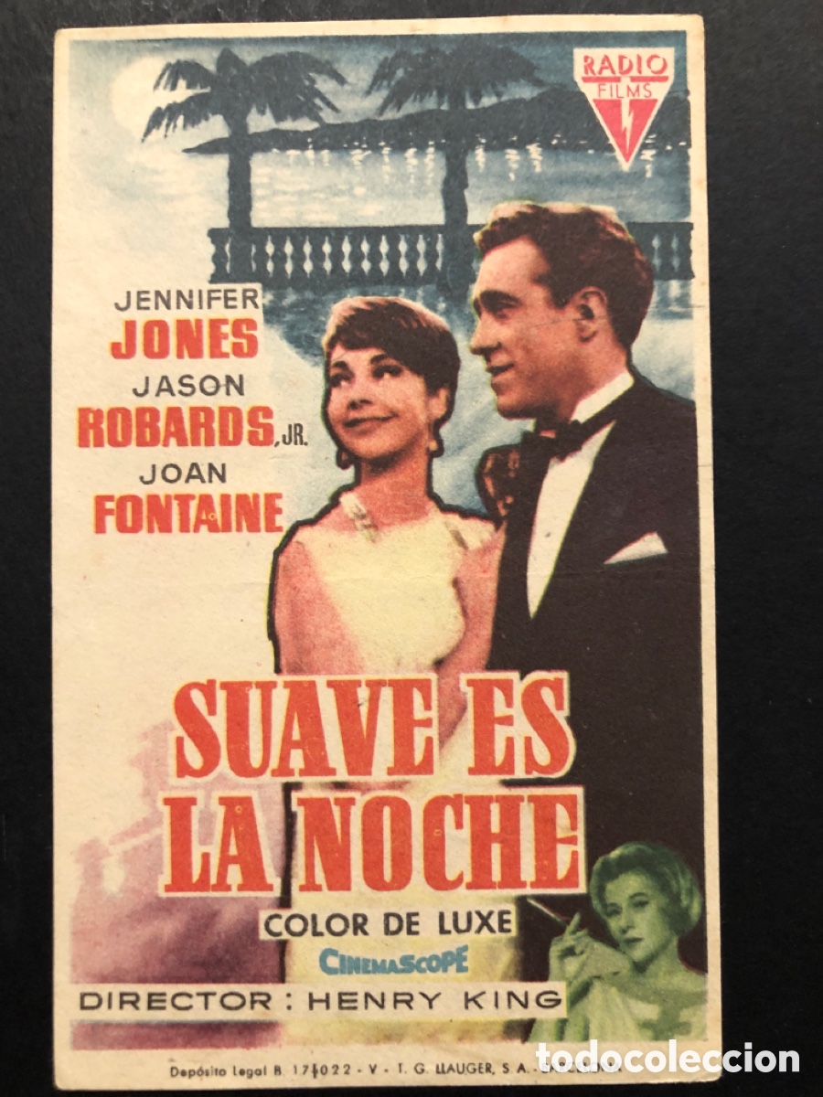  Foglietti di film di film antichi di cinema: Programa suave es la noche jennifer Jones con publicidad bartrina A6