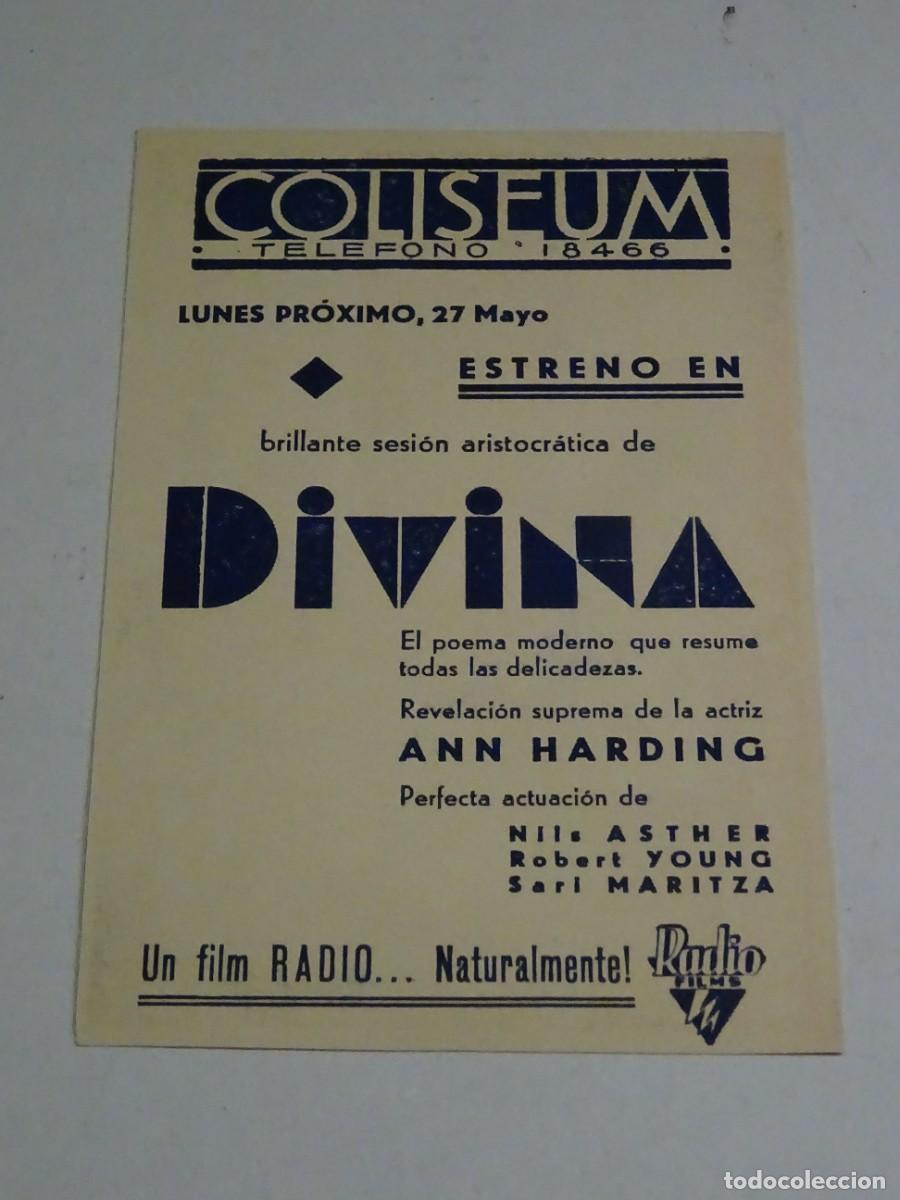 Cine: PROGRAMA DE CINE - DIVINA - ANN HARDING CON ROBERT YOUNG, NILS ASTHER - Foto 2