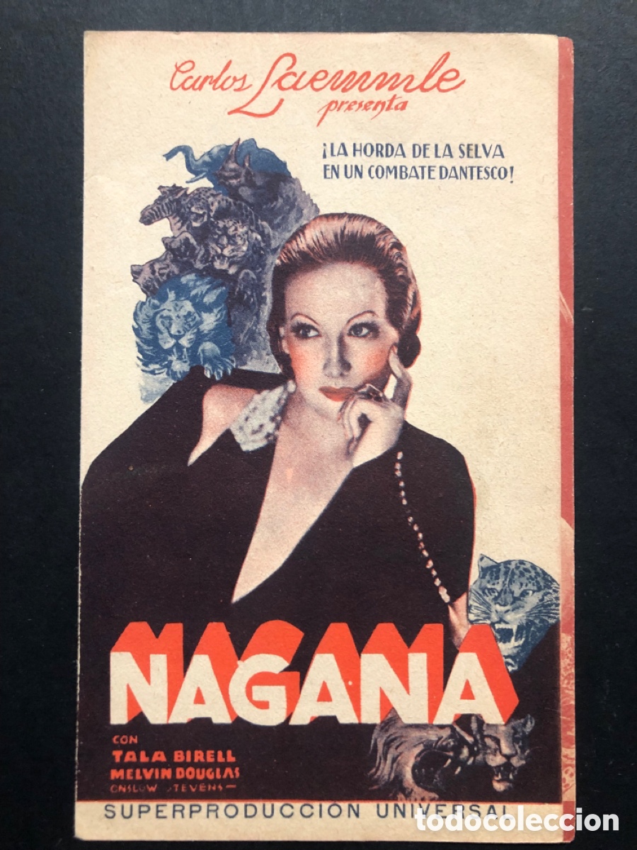  Foglietti di film di film antichi di cinema: Programa universal Nagana Tala Birell melvyn douglas con publicidad cine Apolo A6