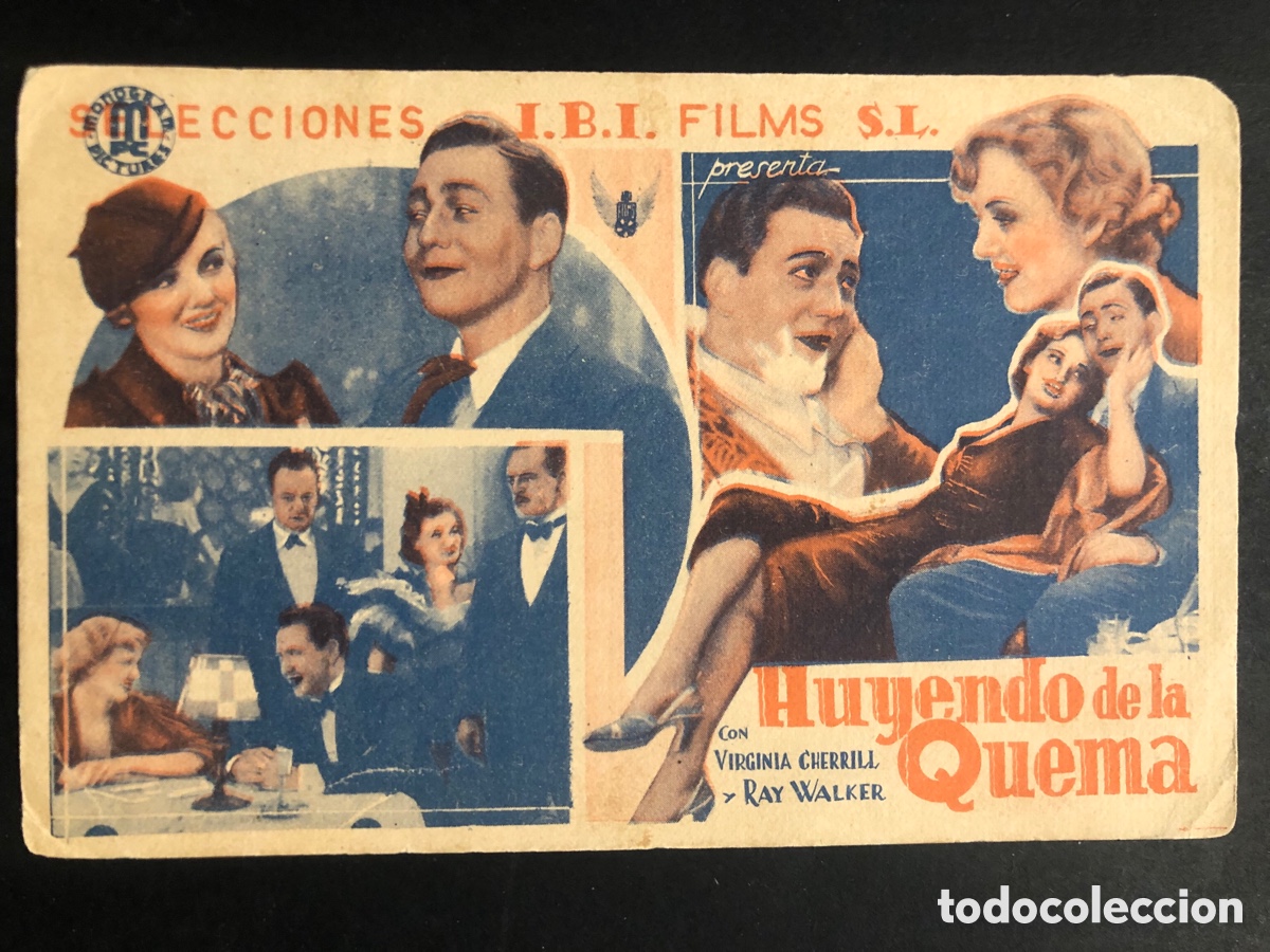  Foglietti di film di film antichi di cinema: Programa tarjeta huyendo de la quema virginia cherrill con publicidad cinema alhambra A6