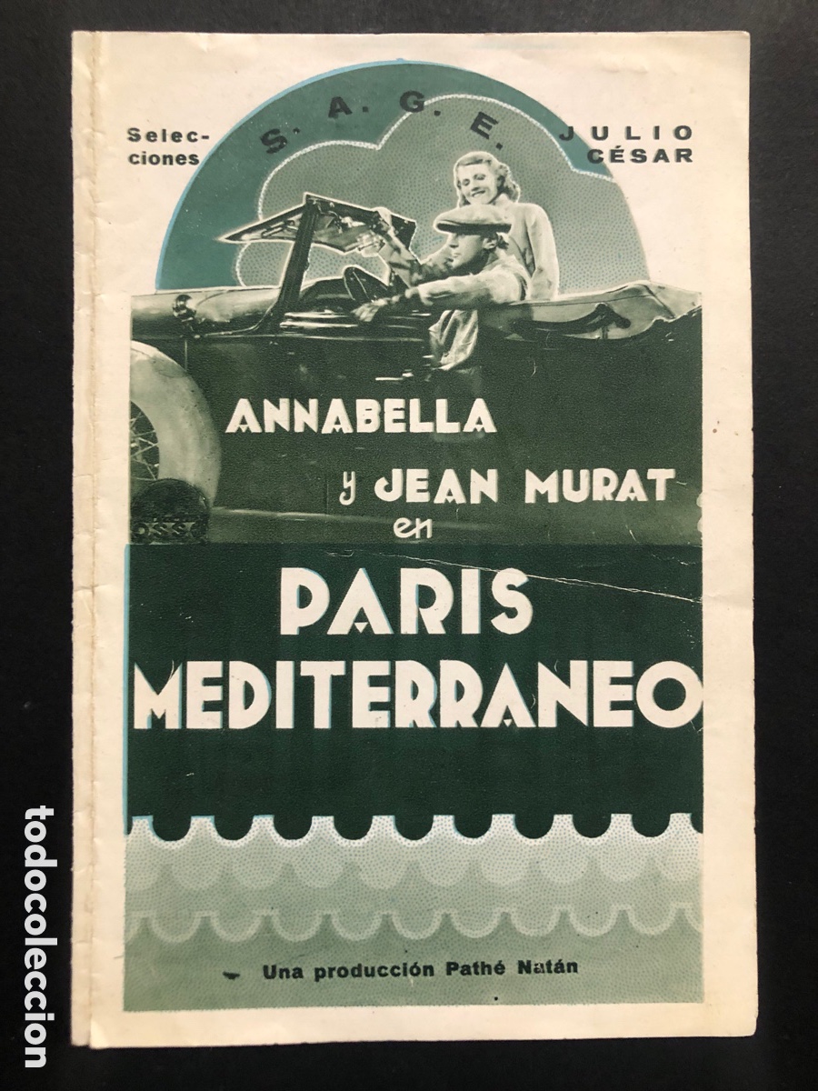 Folhetos de m&atilde;o de filmes antigos de cinema: Programa paris mediterraneo annabella con publicidad coliseu empordanes Palafrugell A6