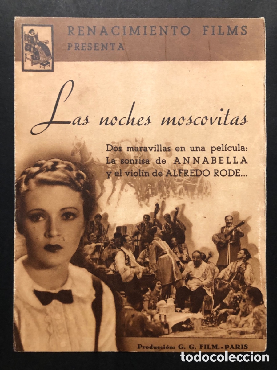 Folhetos de m&atilde;o de filmes antigos de cinema: Programa noches moscovitas annabella con publicidad Cine fantasio A6