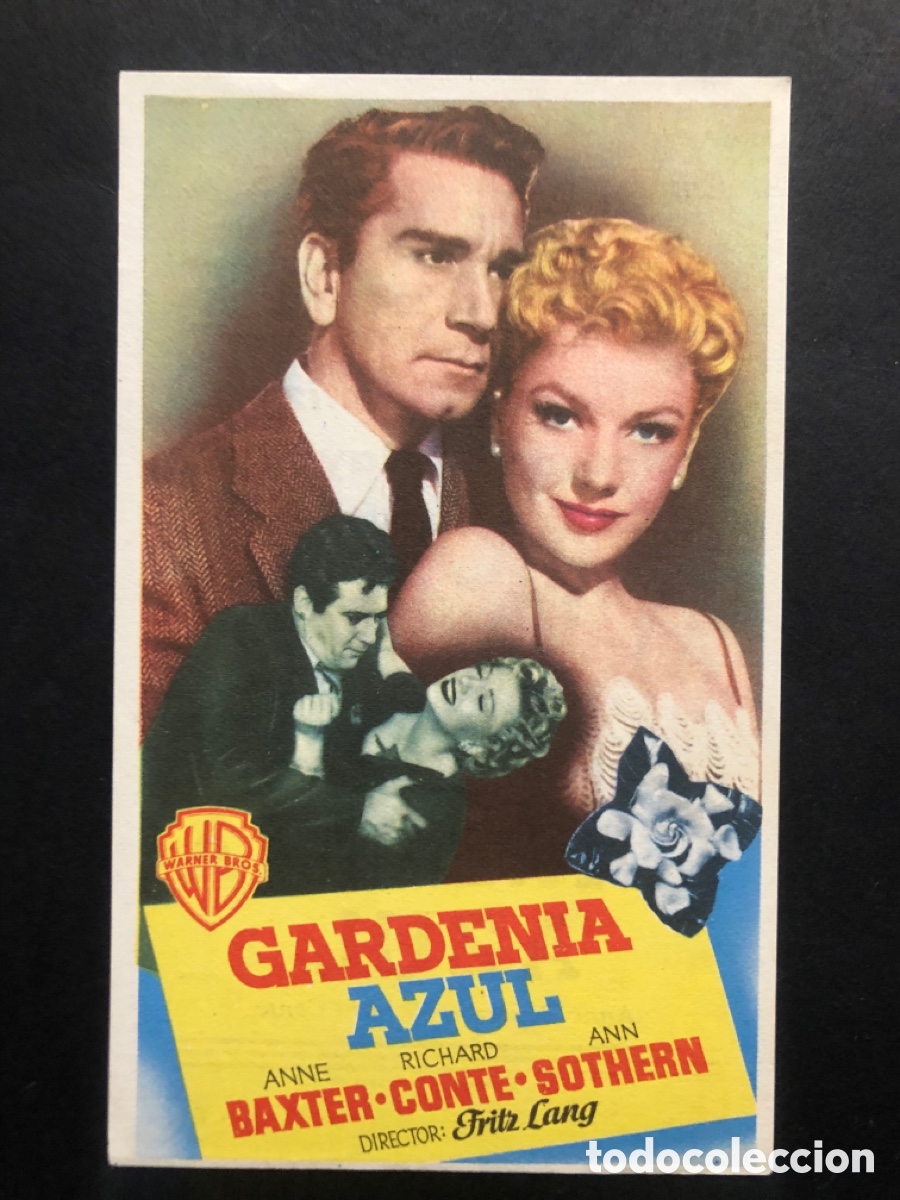 Folhetos de m&atilde;o de filmes antigos de cinema: Programa Gardenia azul anne baxter con publicidad cines de sans A6