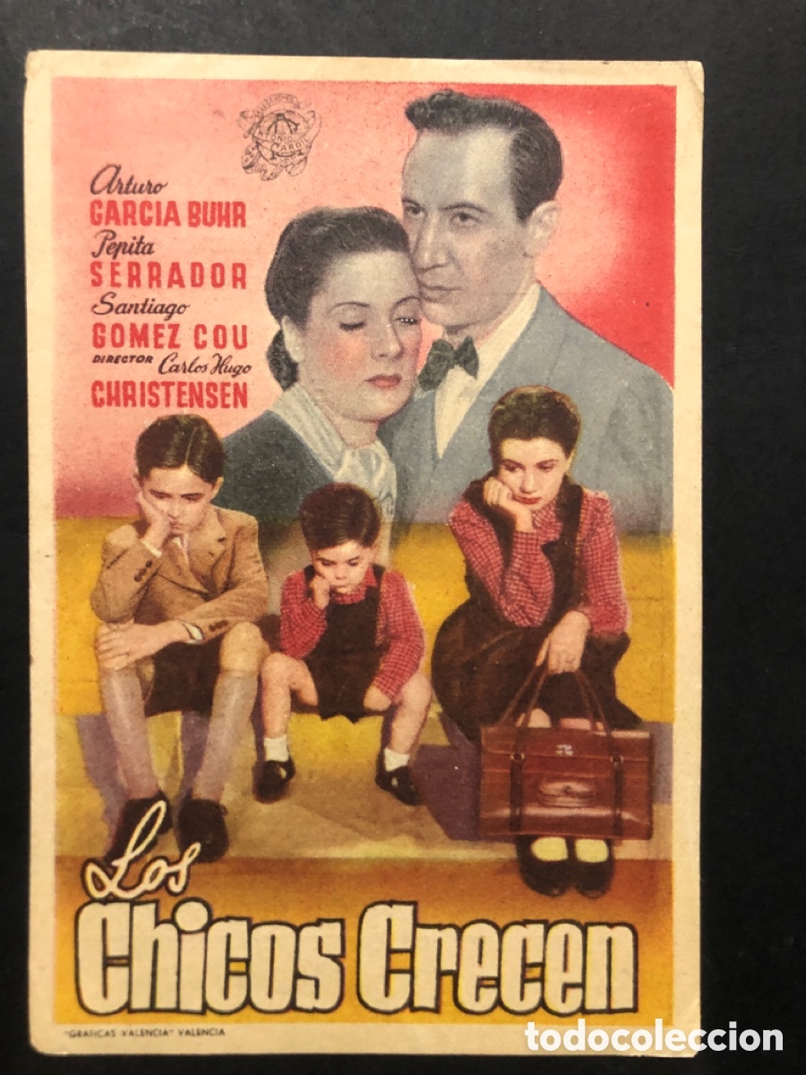Folhetos de m&atilde;o de filmes antigos de cinema: Programa los chicos crecen Arturo Garc&iacute;a Buhr con publicidad teatro maiquez A6
