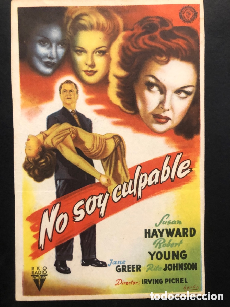 Folhetos de m&atilde;o de filmes antigos de cinema: Programa no soy culpable susan hayward A6