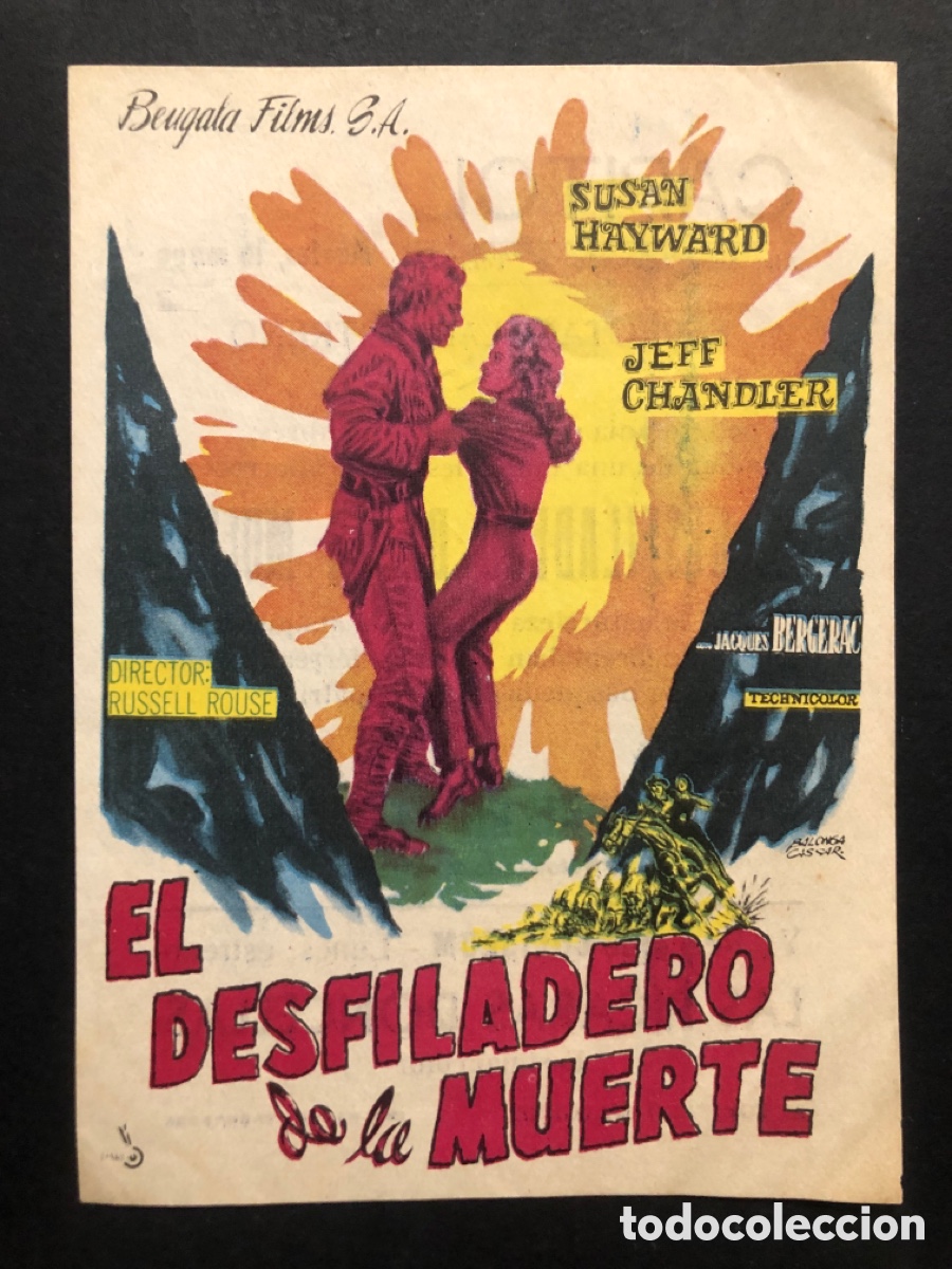 Folhetos de m&atilde;o de filmes antigos de cinema: Programa el desfiladero de la muerte susan hayward con publicidad Cine capitol tarragona A6