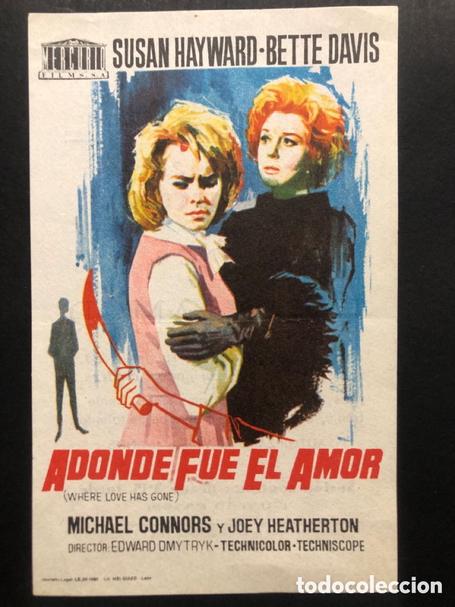 Folhetos de m&atilde;o de filmes antigos de cinema: Programa adonde fue el amor susan hayward con publicidad cine colon Alcoy A6