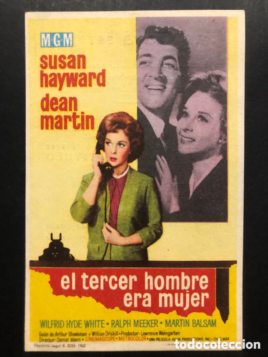 Folhetos de m&atilde;o de filmes antigos de cinema: Programa el tercer hombre era mujer susan hayward con publicidad Cine goya zaragoza A6