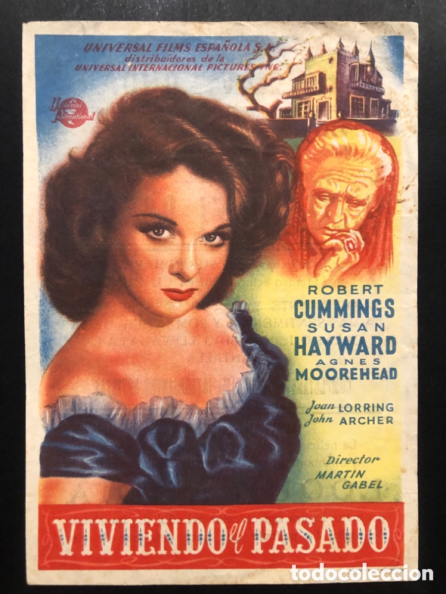 Folhetos de m&atilde;o de filmes antigos de cinema: Programa viviendo el pasado susan hayward con publicidad teatro eslava ondara A6