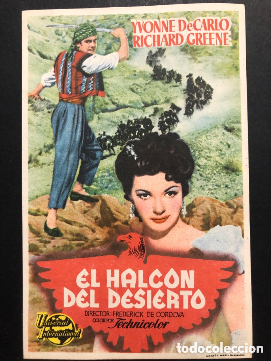 Kino: Programa el halc&oacute;n del desierto Yvonne de Carlo con publicidad cine Echegaray malaga A6