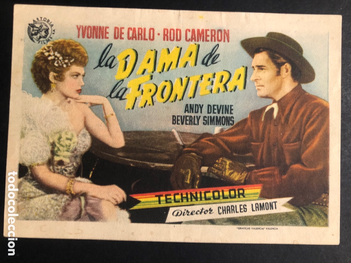 Kino: Programa la dama de la frontera Yvonne de Carlo con publicidad cine marfil y levante valencia A6