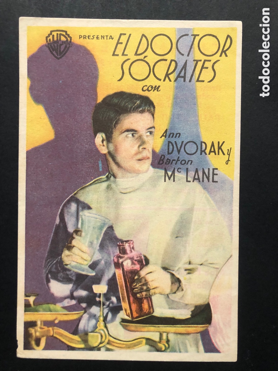 Cine: Programa el doctor S&oacute;crates paul Muni con publicidad cinema recreo A6