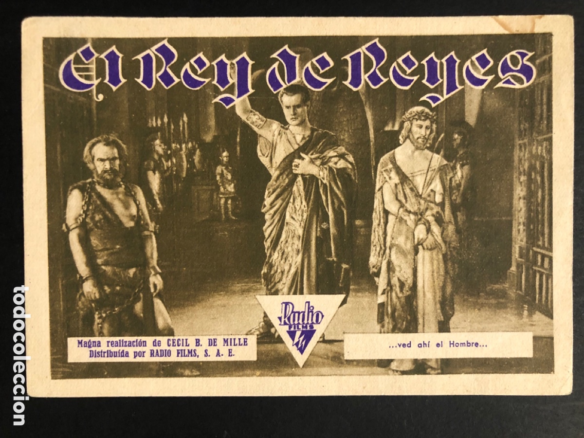 Kino: Programa el rey de reyes cecil B DeMille H B Warner con publicidad cine Norba C&aacute;ceres A6