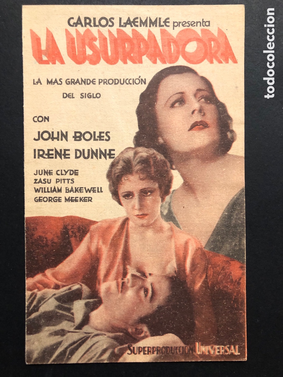 Kino: Programa la usurpadora irene Dunne john boles con publicidad cine popular centre vilassanes A6