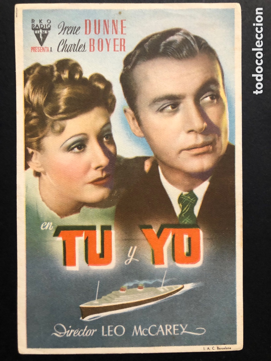 Kino: Programa tu y yo irene Dunne charles boyer con publicidad cine avenida alcoy A6