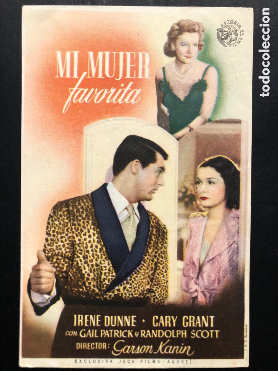 Kino: Programa mi mujer favorita irene Dunne cary grant con publicidad cine Echegaray malaga A6