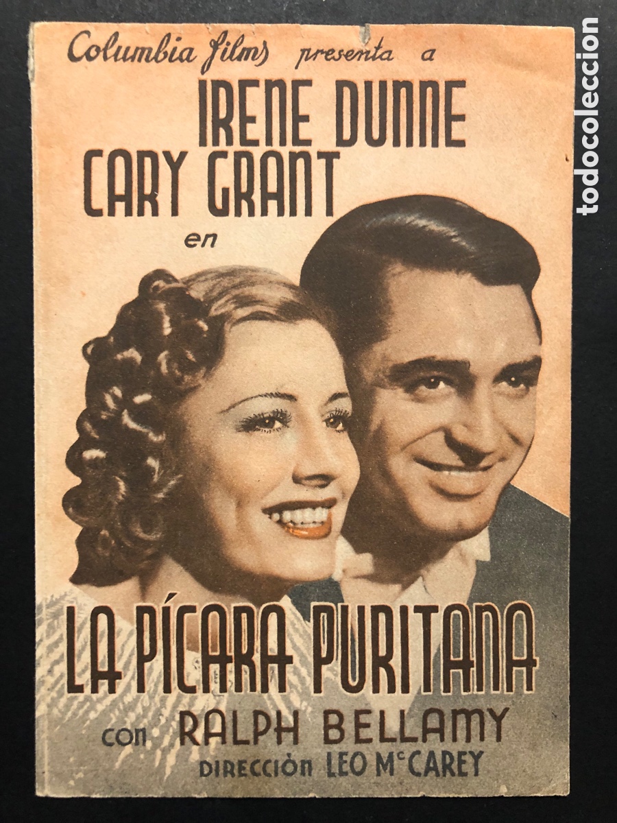 Kino: Programa la p&iacute;cara puritana irene Dunne cary grant con publicidad cine Echegaray malaga A6