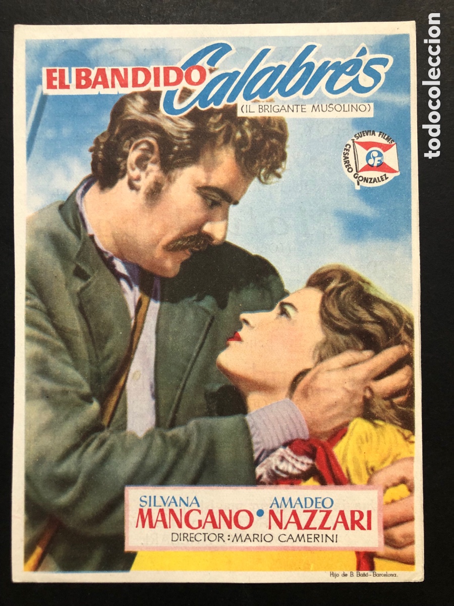 Kino: Programa el bandido calabr&eacute;s silvana Mangano con publicidad teatro Regio Yecla A6