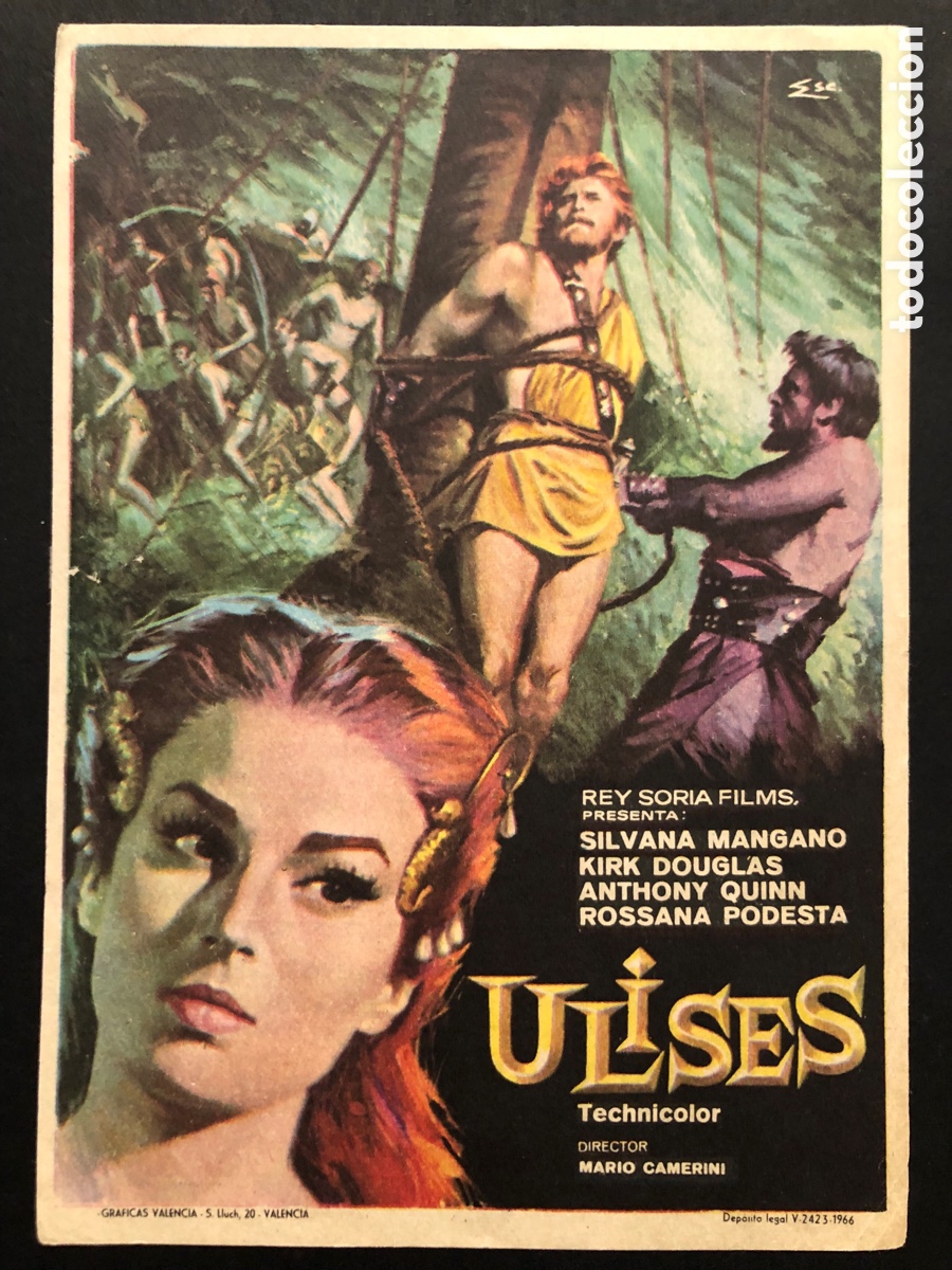 Kino: Programa ulises silvana Mangano kirk douglas con publicidad cine espronceda almendralejo A6