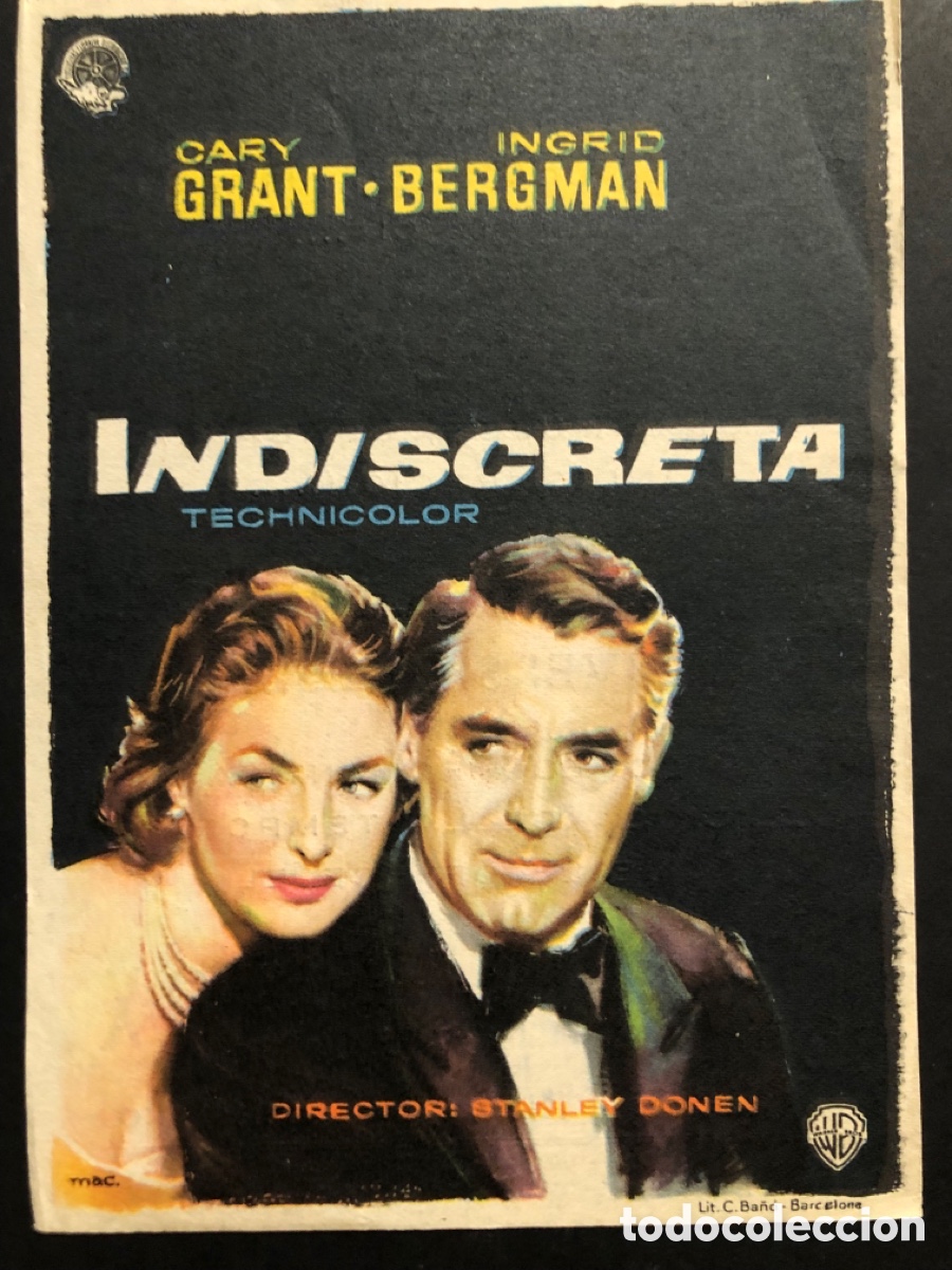 Kino: Programa indiscreta Cary Grant ingrid bergman con publicidad cine palafox zaragoza A6