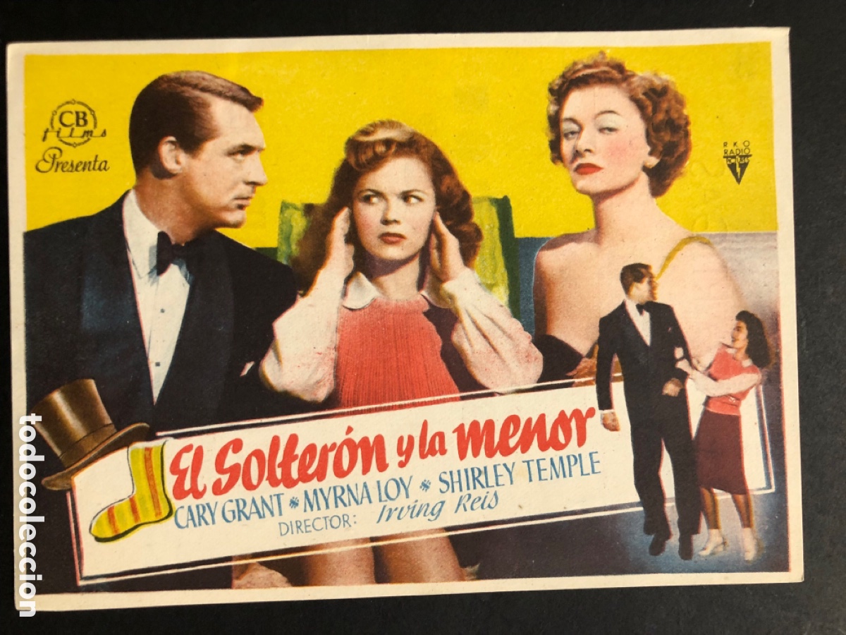 Kino: Programa el solter&oacute;n y la menor Cary Grant myrna loy con publicidad cine Artigas A6