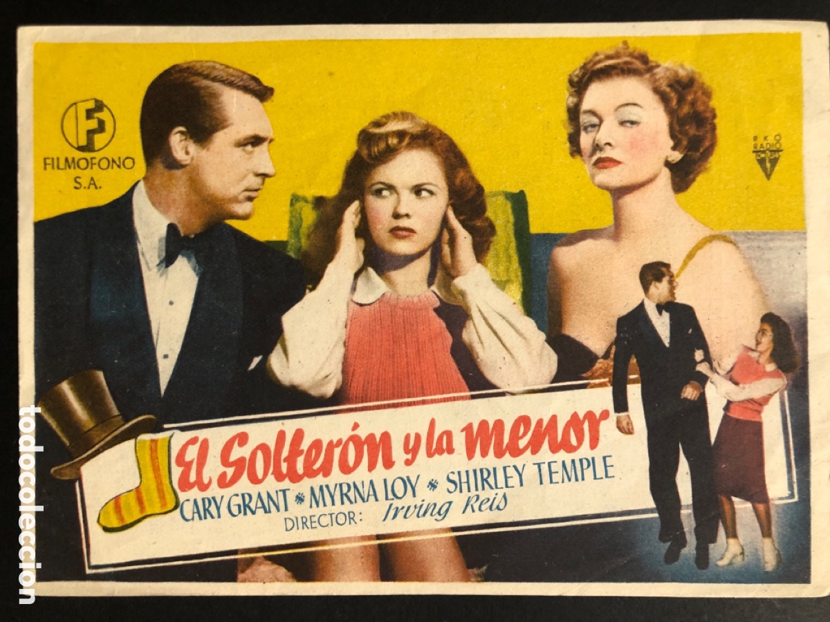 Kino: Programa el solter&oacute;n y la menor Cary Grant Myrna Loy con publicidad cine Echegaray malaga A6