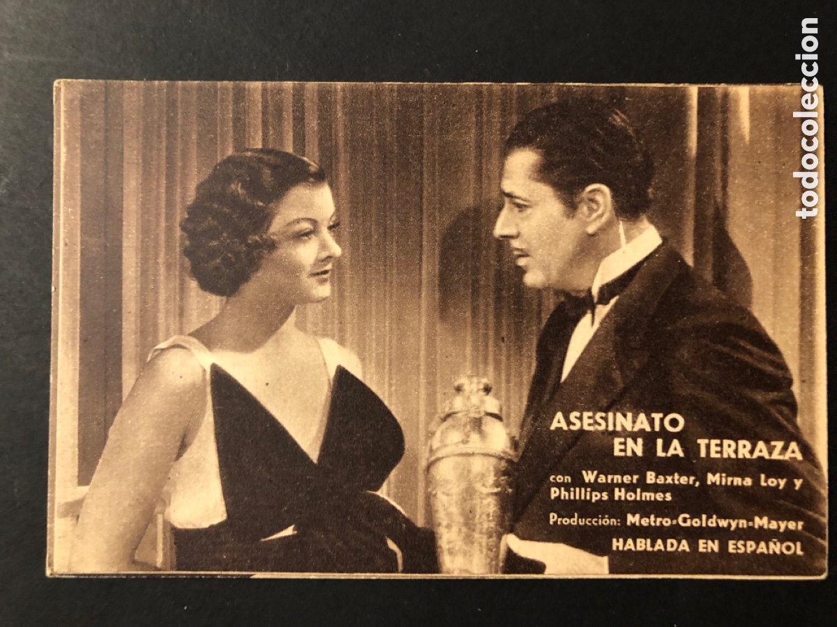 Cine: Programa asesinato en la terraza Warner Baxter Myrna Loy con publicidad cine Norba C&aacute;ceres A6