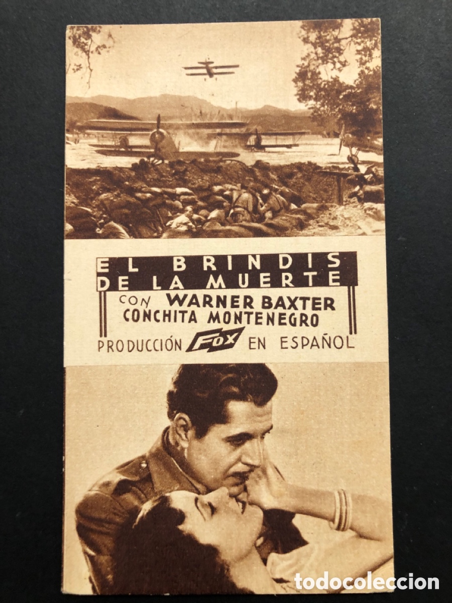 Cine: Programa el brindis de la muerte Warner Baxter Conchita Montenegro publicidad teatro principal A6