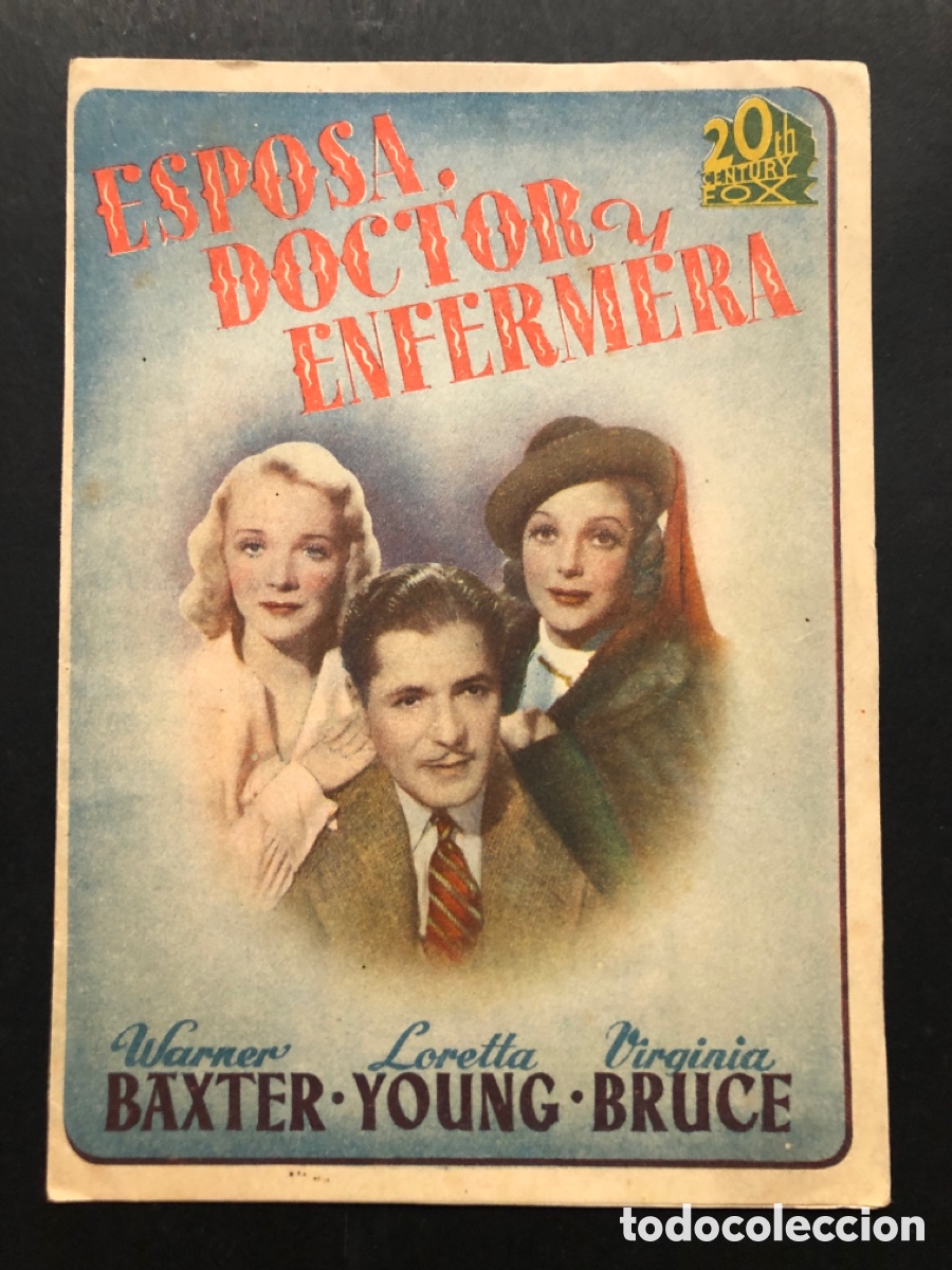 Cine: Programa esposa doctor y enfermera Warner Baxter con publicidad palacio cinema valencia A6