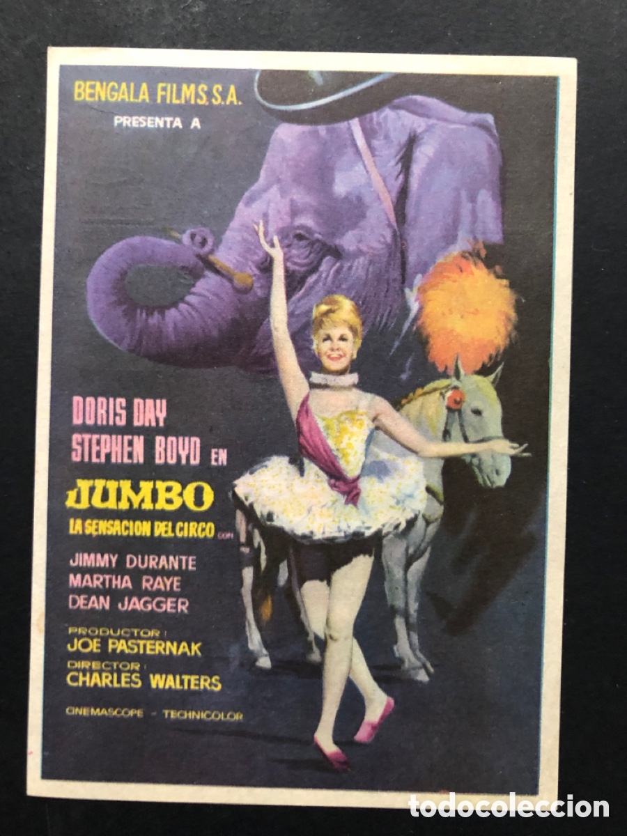 Cine: Programa jumbo doris day con publicidad cine colon Alcoy A6