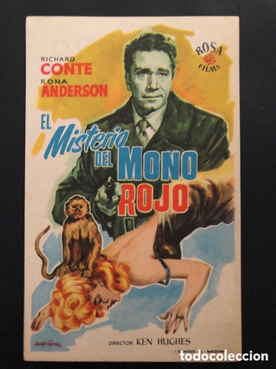 Cine: Programa el misterio del mono rojo richard conte con publicidad cine palafox zaragoza A6