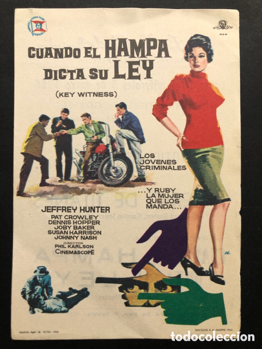 Cine: Programa cuando el hampa dicta su ley jeffrey hunter con publicidad cine La Rosaleda benicalap A6