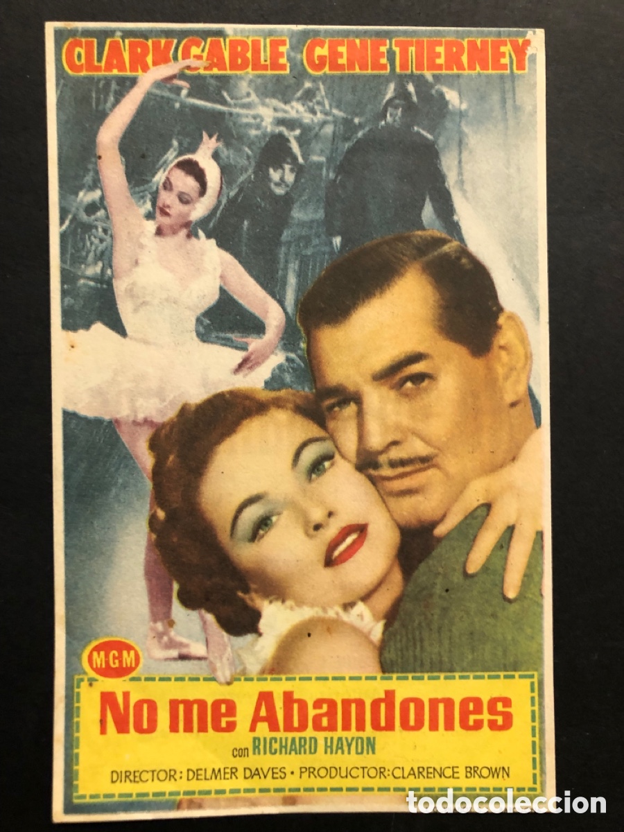 Cine: Programa MGM no me abandones clark gable Gene tierney con publicidad cine turia valencia