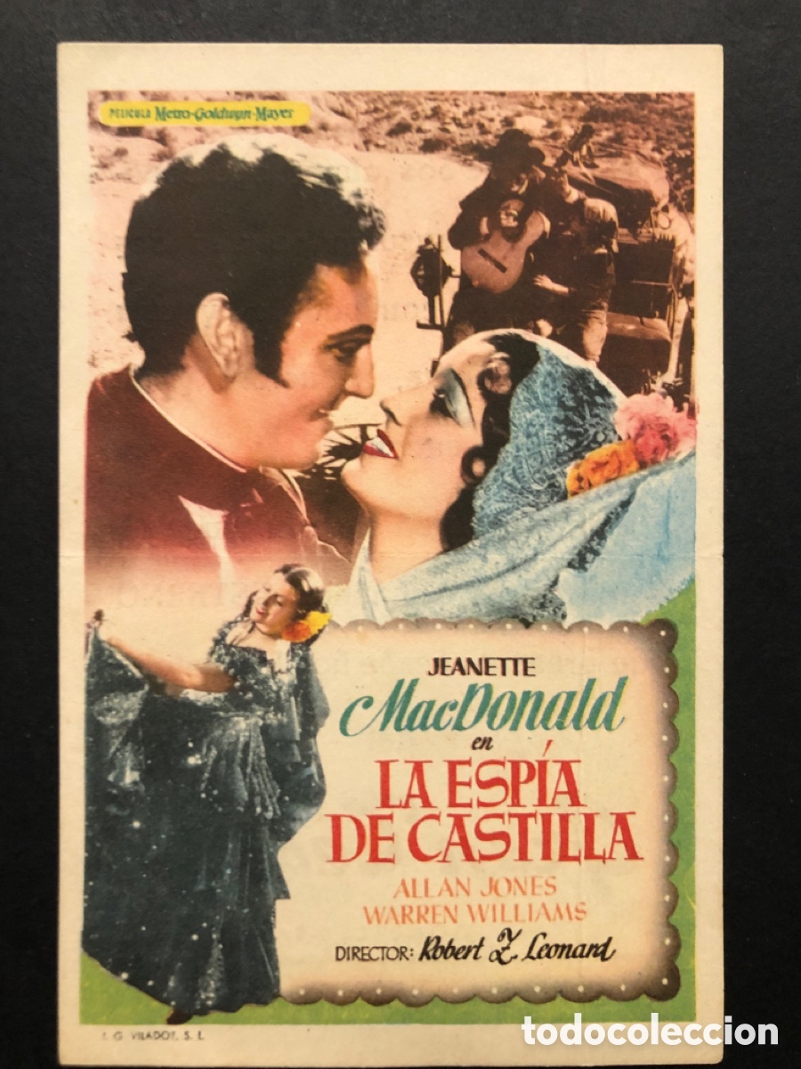  Flyers Publicitaires de films Anciens: Programa MGM la espia de castilla jeanette MacDonald con publicidad gran teatro huelva