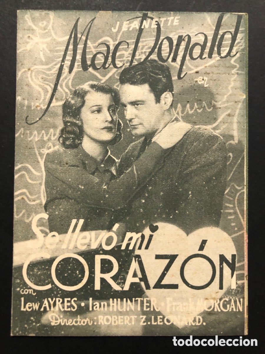  Flyers Publicitaires de films Anciens: Programa MGM se llevo mi coraz&oacute;n jeanette MacDonald con publicidad teatro menacho badajoz