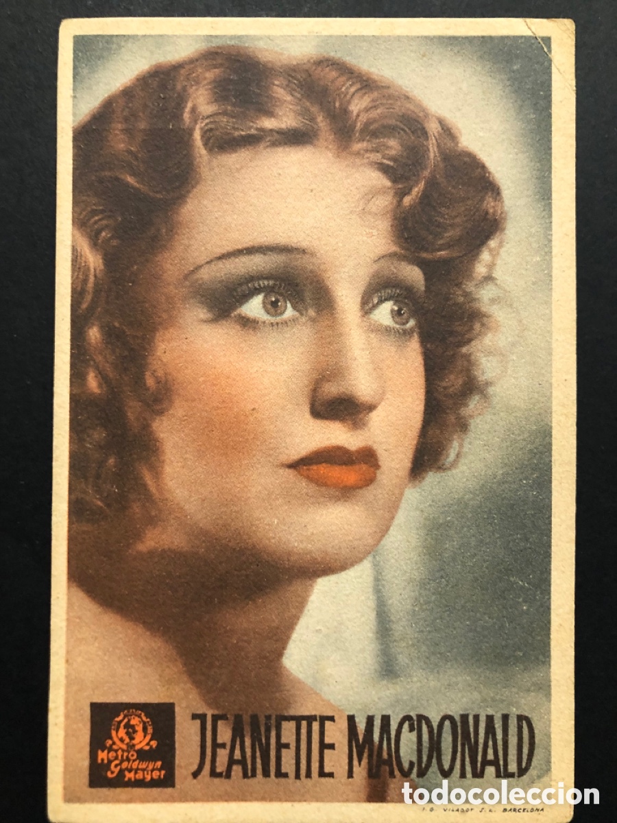  Flyers Publicitaires de films Anciens: Programa tarjeta MGM foto jeanette MacDonald con publicidad Carmina libros barcelona
