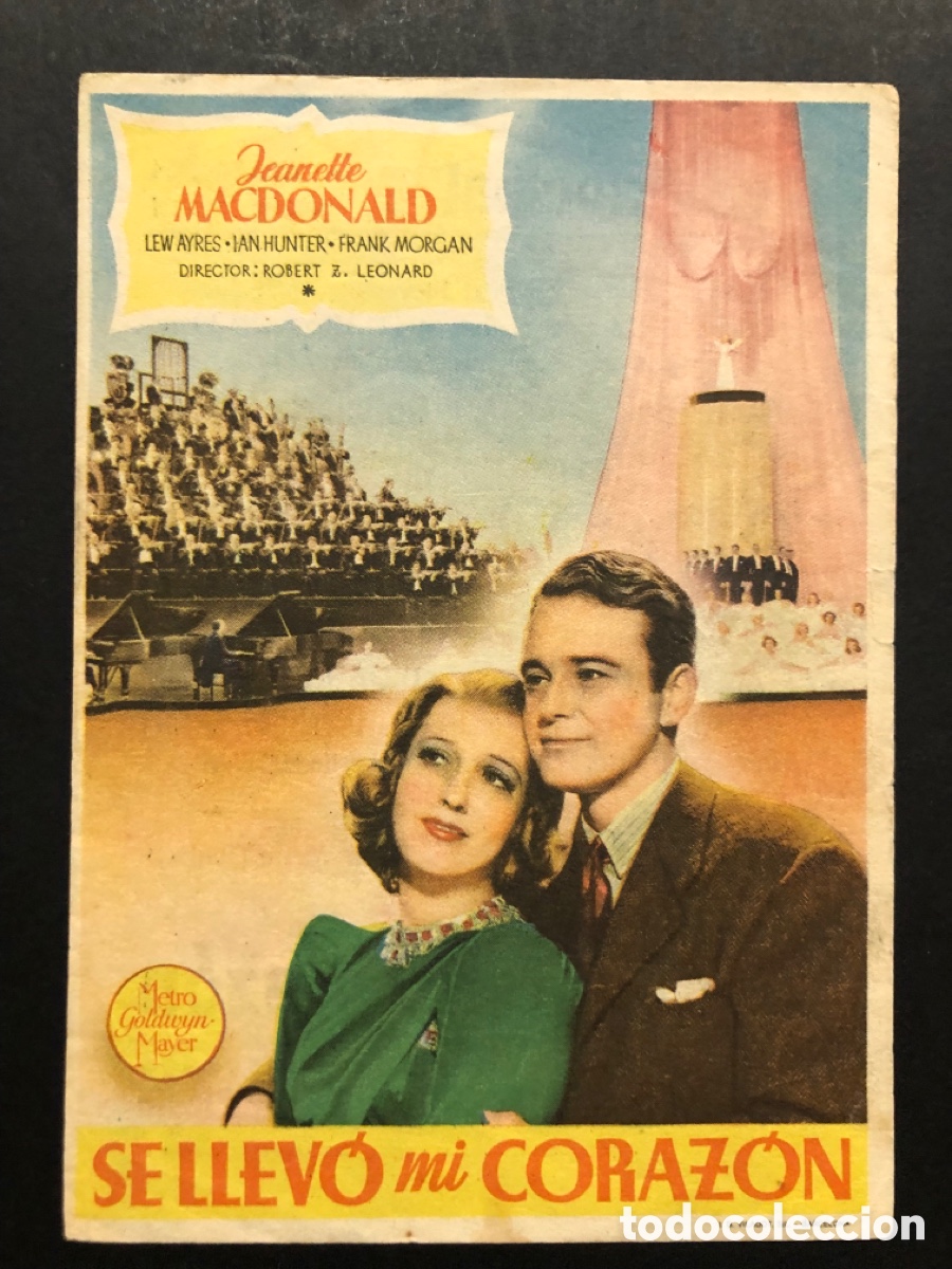  Flyers Publicitaires de films Anciens: Programa MGM llevo mi coraz&oacute;n jeanette MacDonald publicidad cine principal santa coloma de gramanet