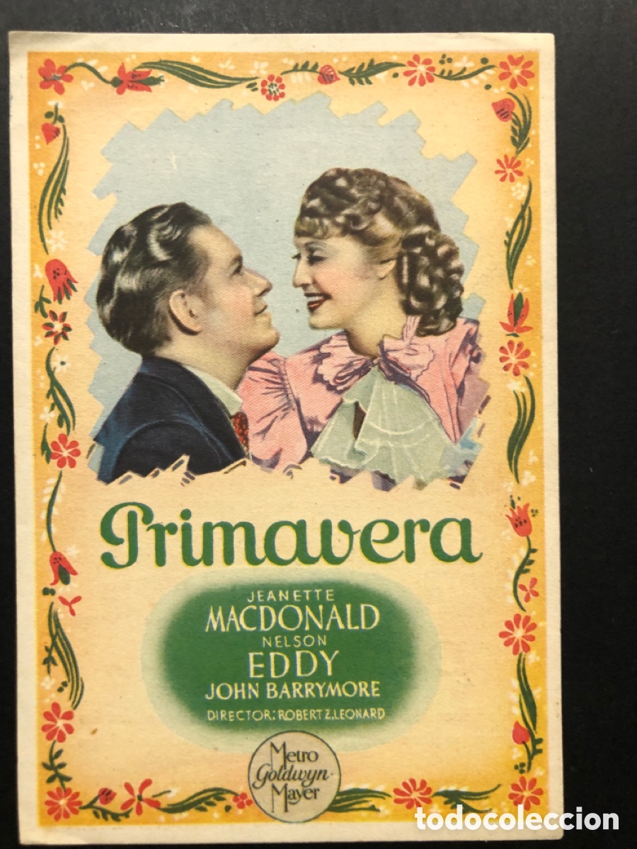  Flyers Publicitaires de films Anciens: Programa MGM primavera jeanette MacDonald nelson Eddy con publicidad cinema la rambla
