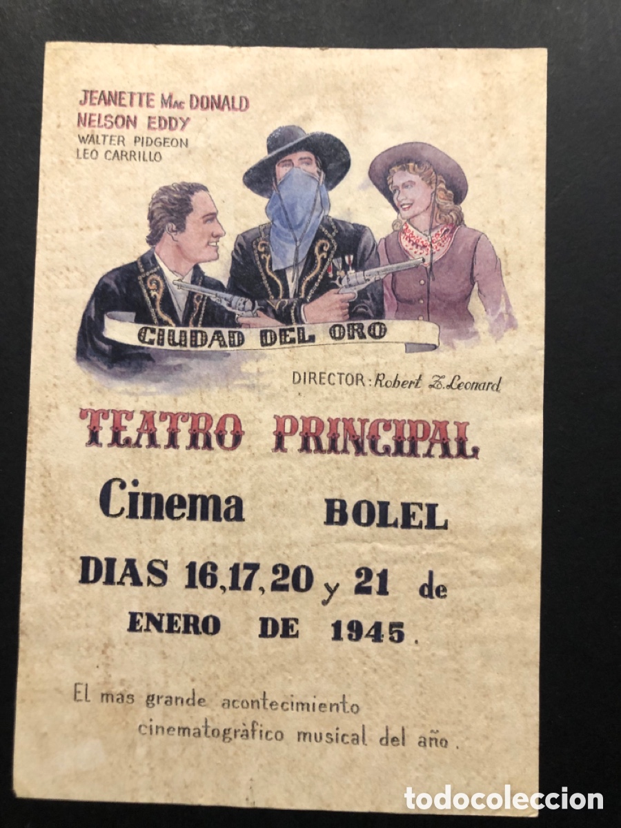  Flyers Publicitaires de films Anciens: Programa jeanette MacDonald ciudad del oro con publicidad teatro principal cinema bolel A7
