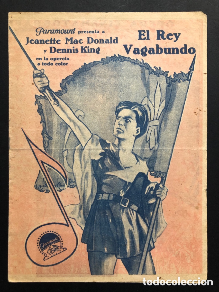  Flyers Publicitaires de films Anciens: Programa el rey vagabundo jeanette MacDonald dennis king con publicidad teatro mora A7