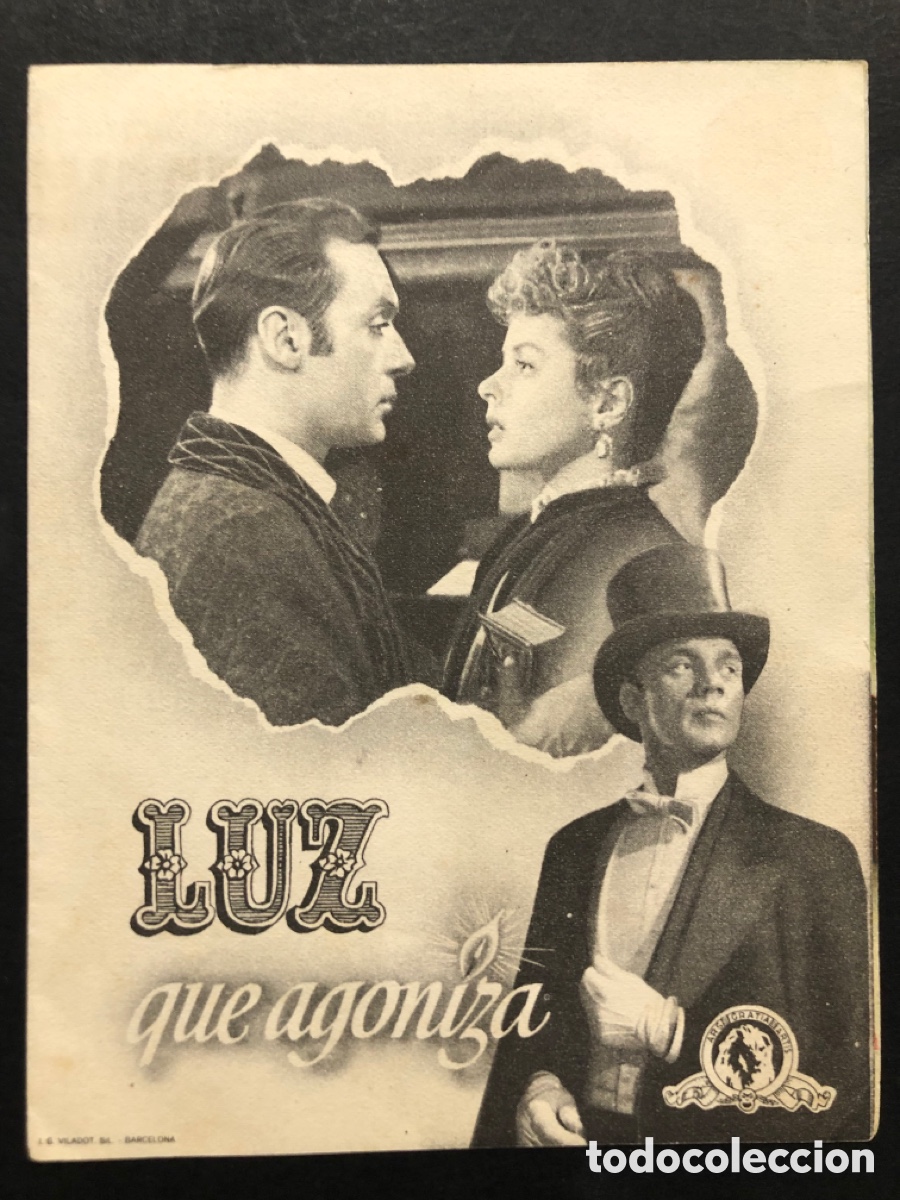 Folhetos de m&atilde;o de filmes antigos de cinema: Programa MGM luz que agoniza ingrid bergman charles boyer con publicidad cine gran v&iacute;a valencia