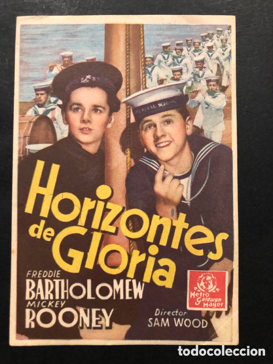 Folhetos de m&atilde;o de filmes antigos de cinema: Programa MGM horizontes de gloria freddie bartholomew mickey rooney con publicidad cine mundial