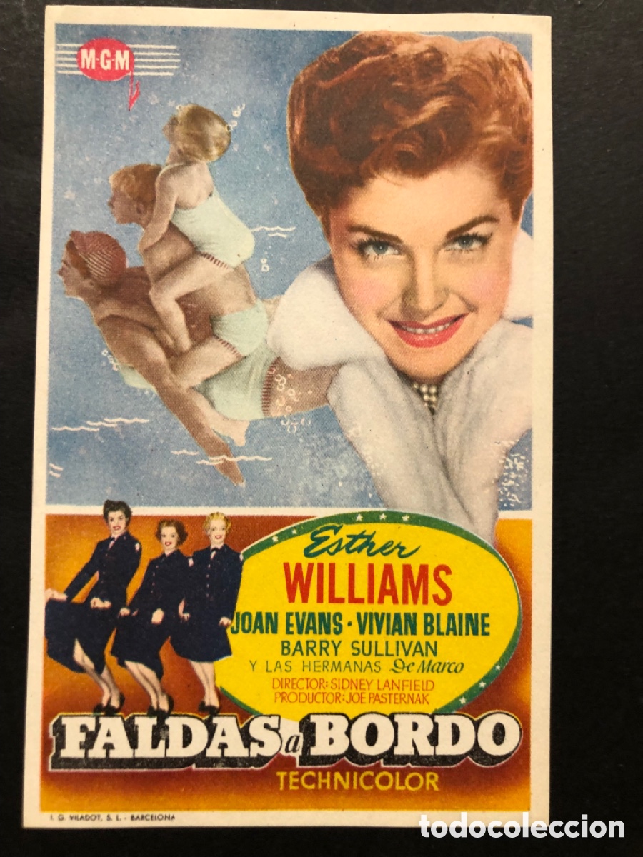 Folhetos de m&atilde;o de filmes antigos de cinema: Programa MGM faldas a bordo esther Williams
