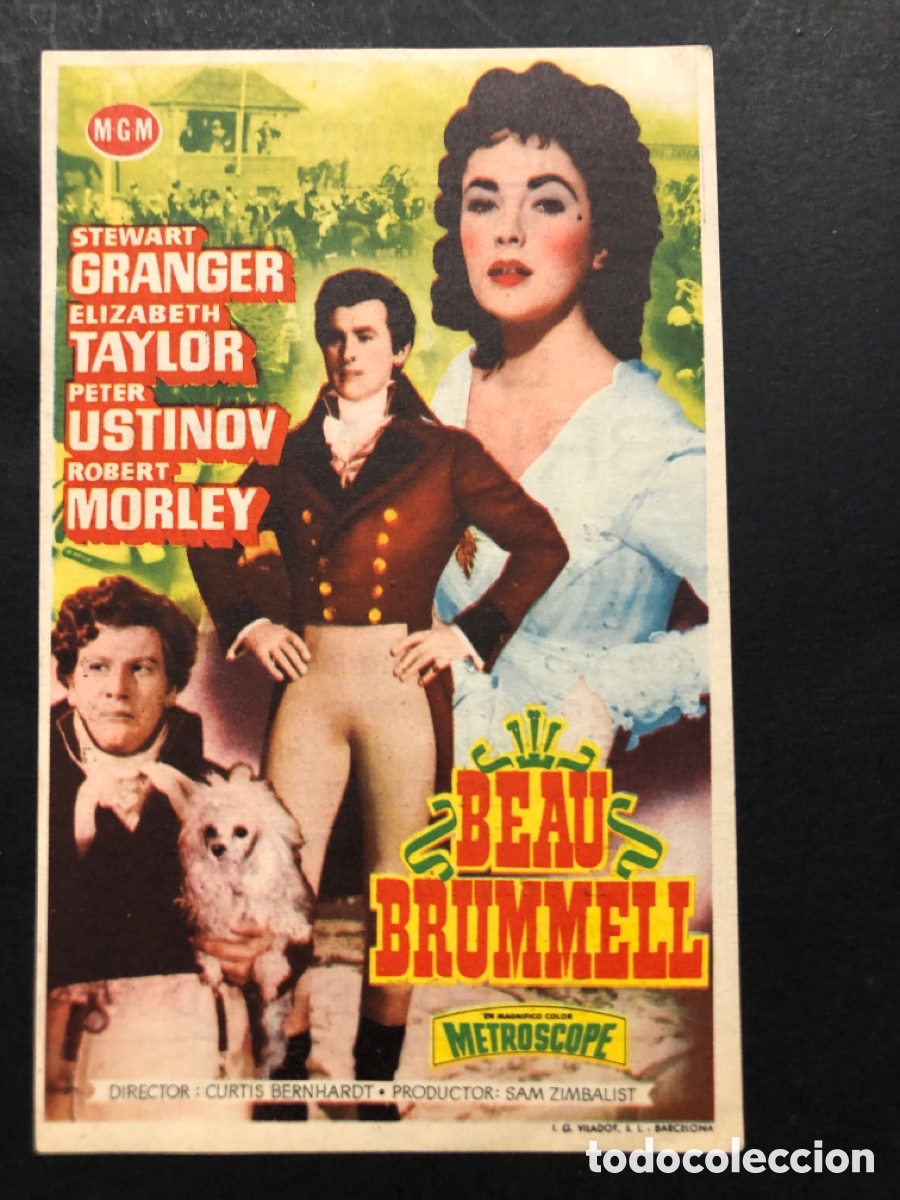 Cine: Programa MGM Beau Brummell elizabeth Taylor con publicidad cine monterrey villanueva de castellon