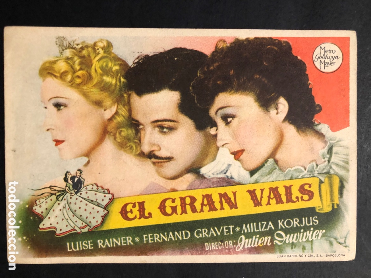 Kino: Programa MGM el gran vals luise rainer con publicidad cine cord&oacute;n Burgos