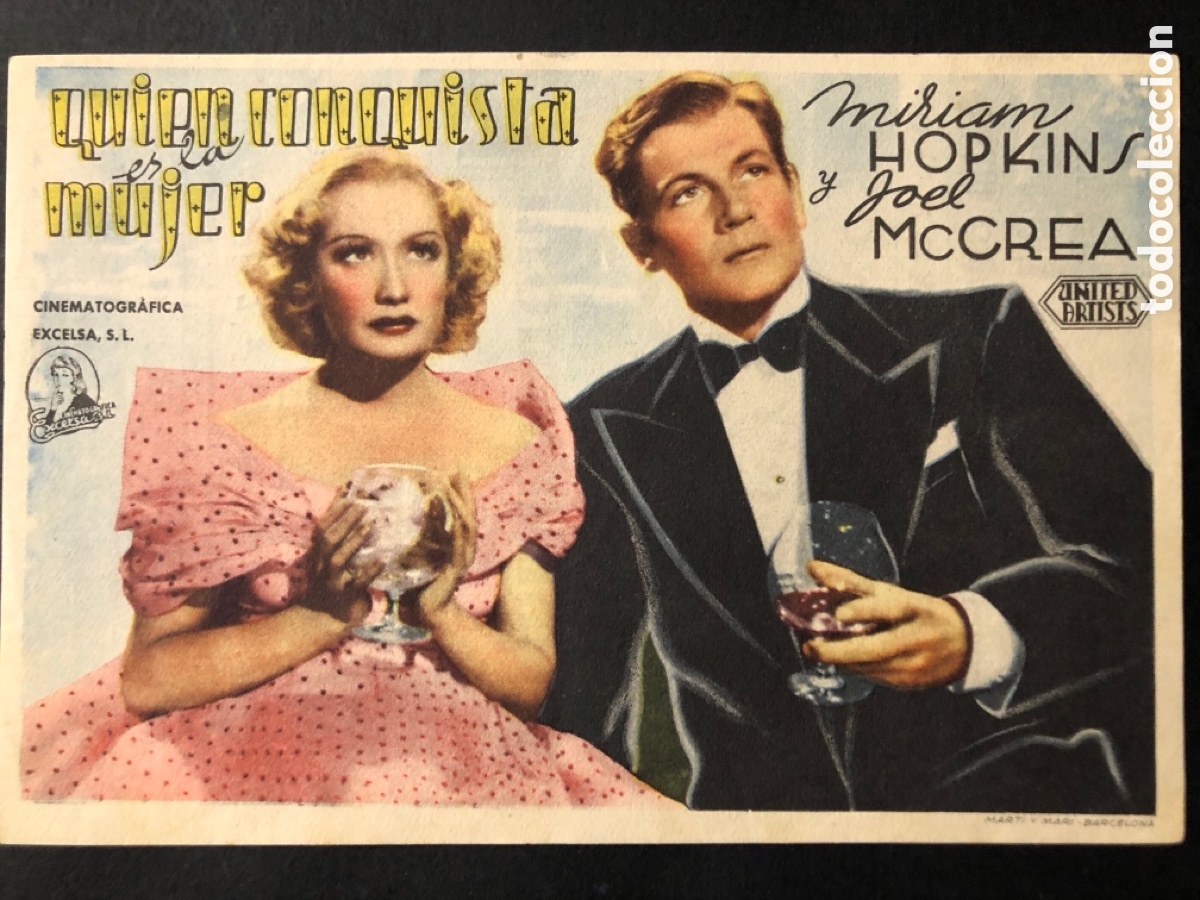 Kino: Programa quien conquista es la mujer Miriam hopkins con publicidad salon Giner A7