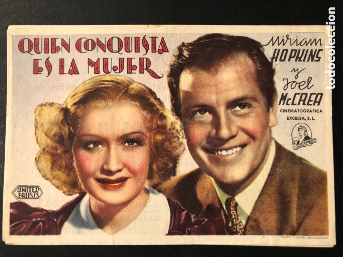 Kino: Programa quien conquista es la mujer Miriam hopkins con publicidad cine callao A7