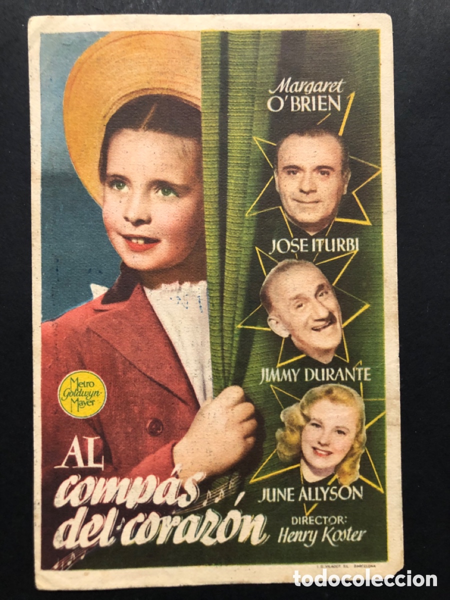 Kino: Programa MGM al comp&aacute;s del coraz&oacute;n Margaret O,Brien jose iturbi con publicidad teatro villafranquino