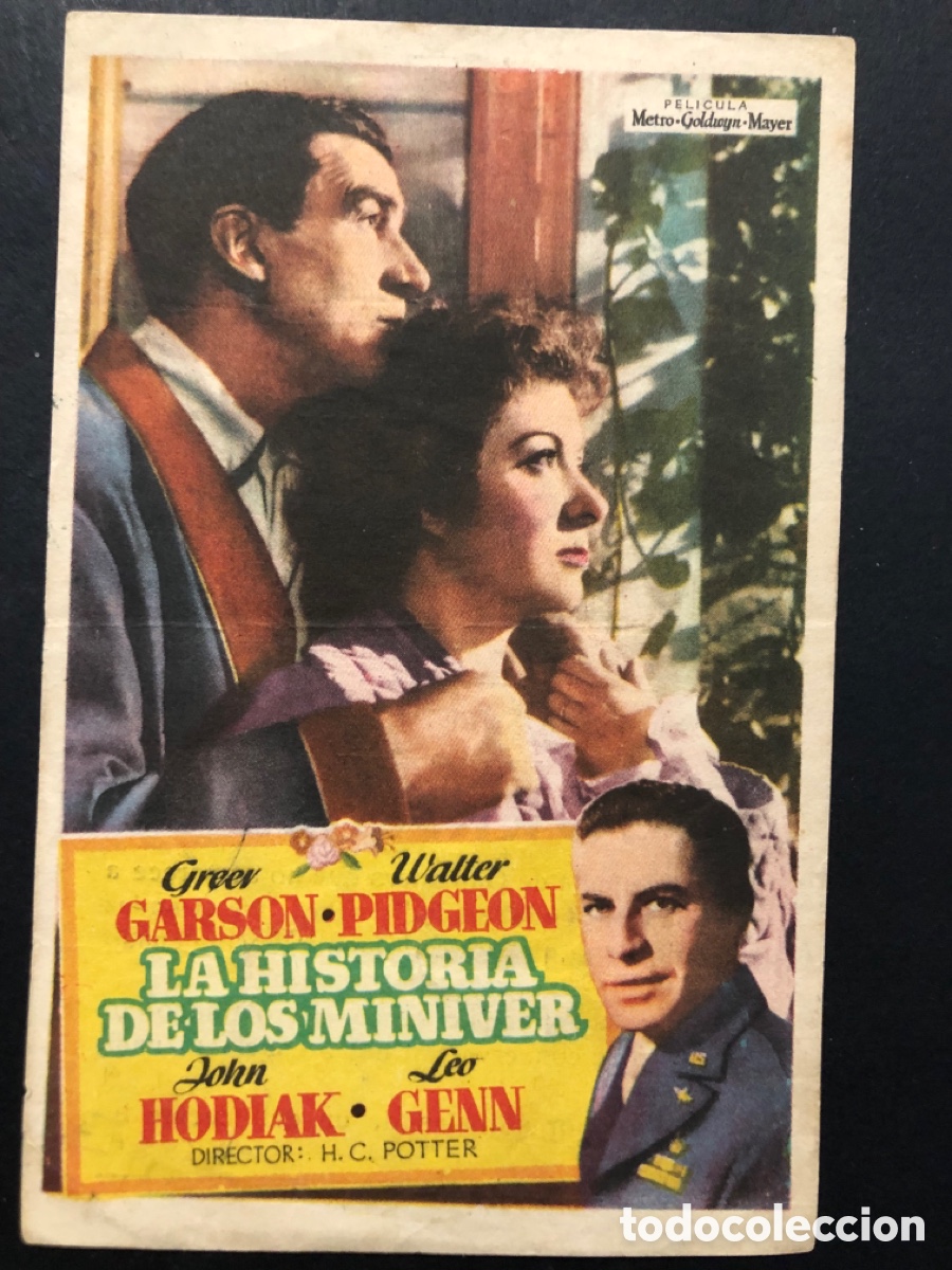 Kino: Programa MGM la historia de los miniver Greer Garson con publicidad cine sur Mislata