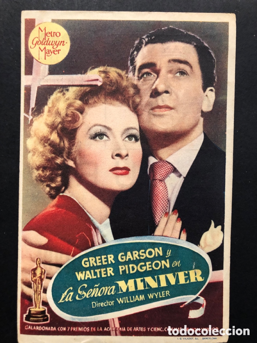 Kino: Programa MGM la se&ntilde;ora miniver Greer Garson con publicidad cine gran v&iacute;a